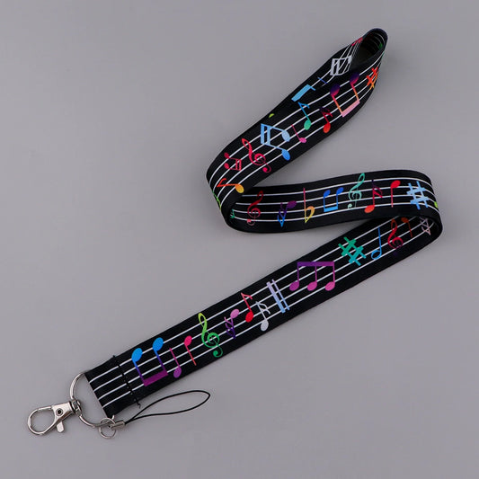 Musical Notes Mobile Phone Lanyard New Fashion Neck Strap Keychain Lanyard for Keys Keychain Hanging Rope Cell Phone Strap