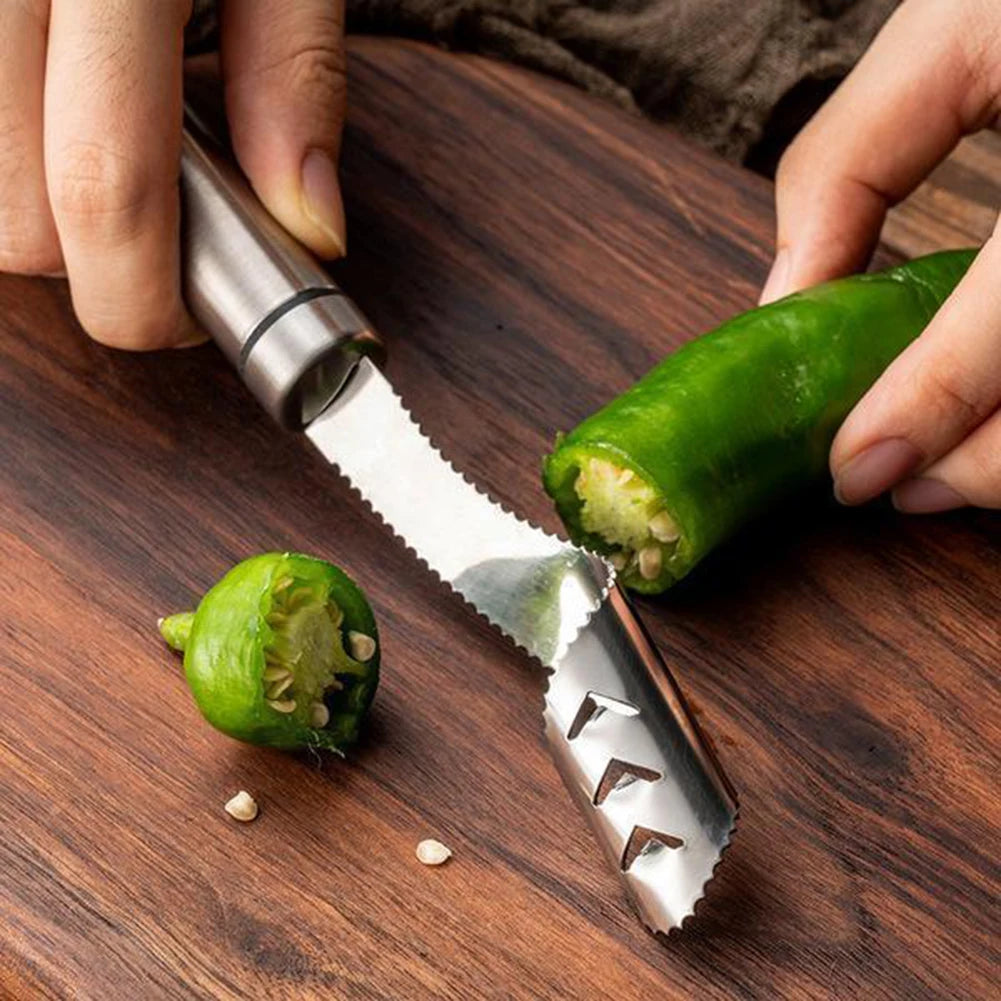 Hemasa Stainless Steel Pepper Core Remover/ Seed Remover /Seed Digger Sharpen Serrated Slice Seeding Remover