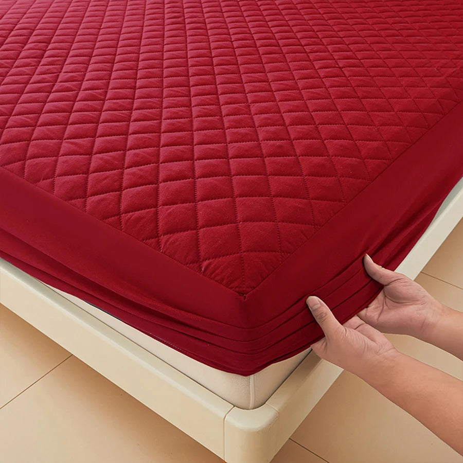 Anti-bacterial Fitted Sheet Waterproof Mattress Protector Queen King Quilted Thick Mattress Cover Bed Pad Cover( No Pillow case)