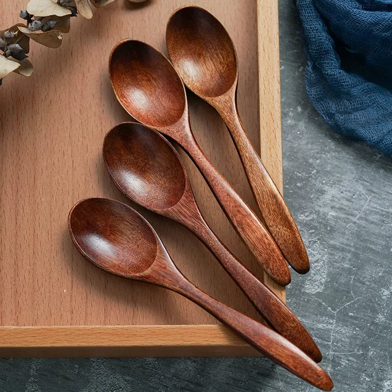 Wooden Retro Minimalist Tableware Spoon Anti Scalding Coffee Stirring Spoon Kitchen Cooking Utensils Tools Rice Soup Tea Spoon
