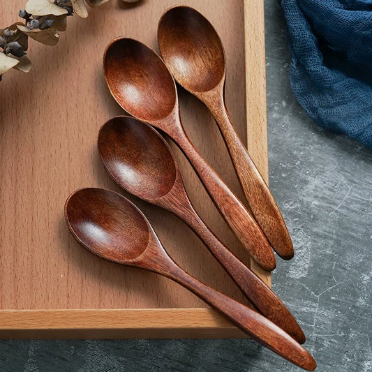 Wooden Retro Minimalist Tableware Spoon Anti Scalding Coffee Stirring Spoon Kitchen Cooking Utensils Tools Rice Soup Tea Spoon