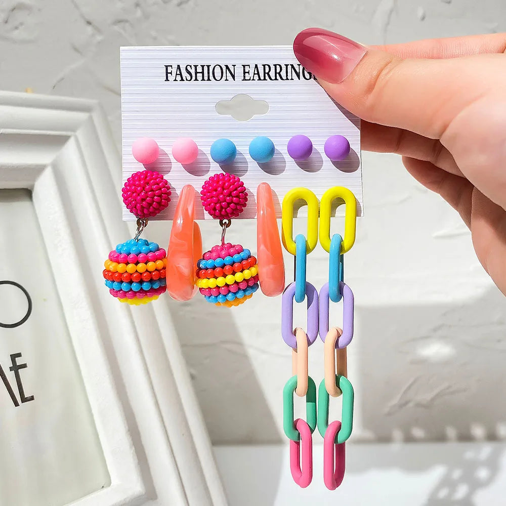 Hemasa Acrylic Colorful  Drop  Earrings For Women