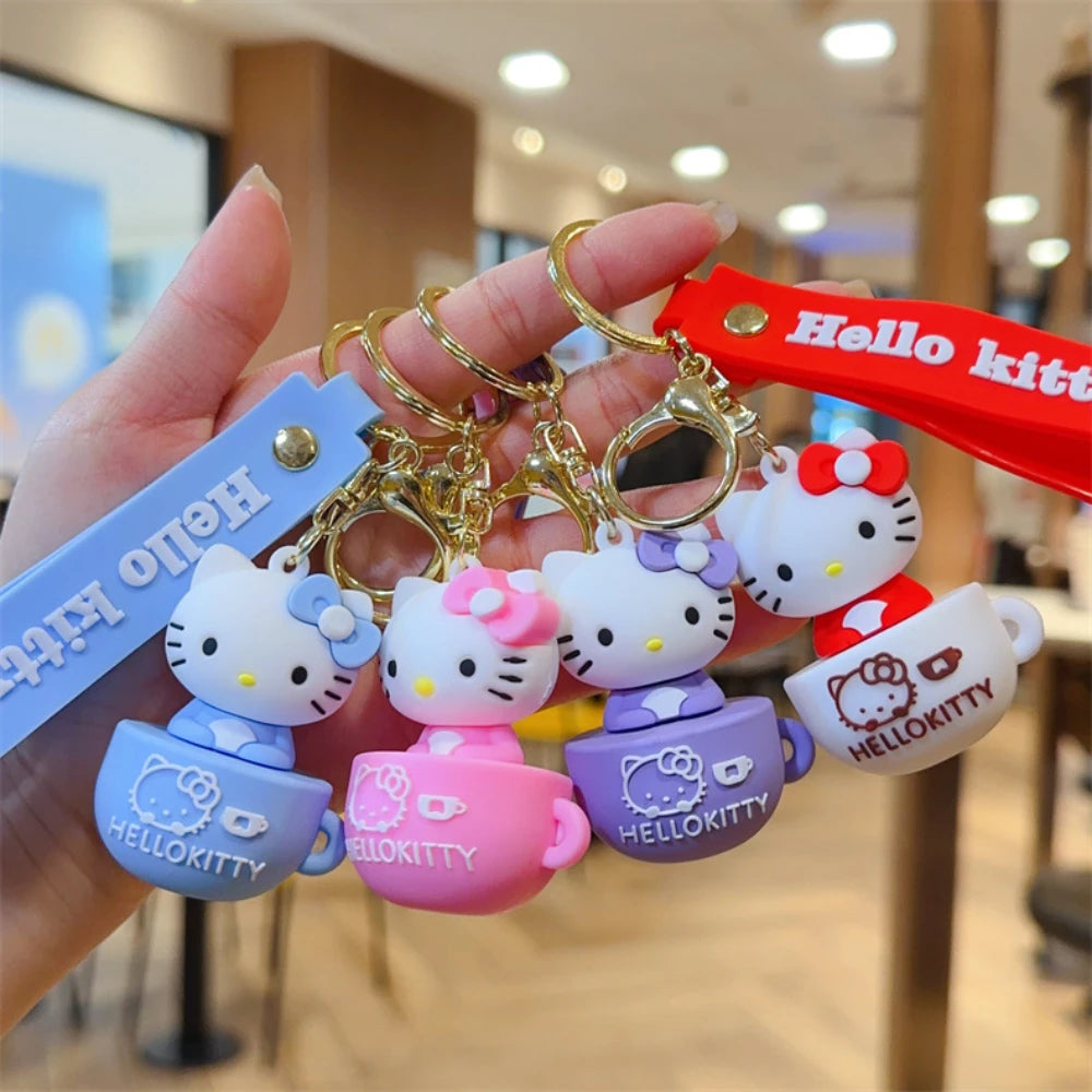 Sanrio Hello Kitty Key Chain Women Cute Cartoon Kuromi Keychain Girl Schoolbag Shoulder Bag Car Keyring Kid Children Kawaii Gift