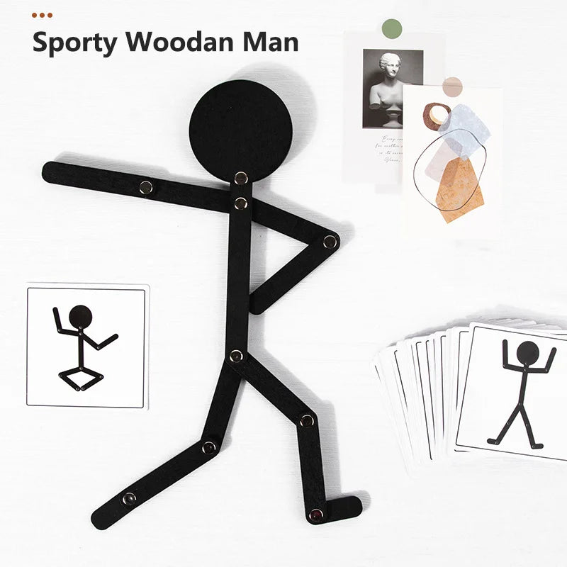 Hemasa Black Colour Kids Puzzle Toy / Wooden Man Montessori Education Toy