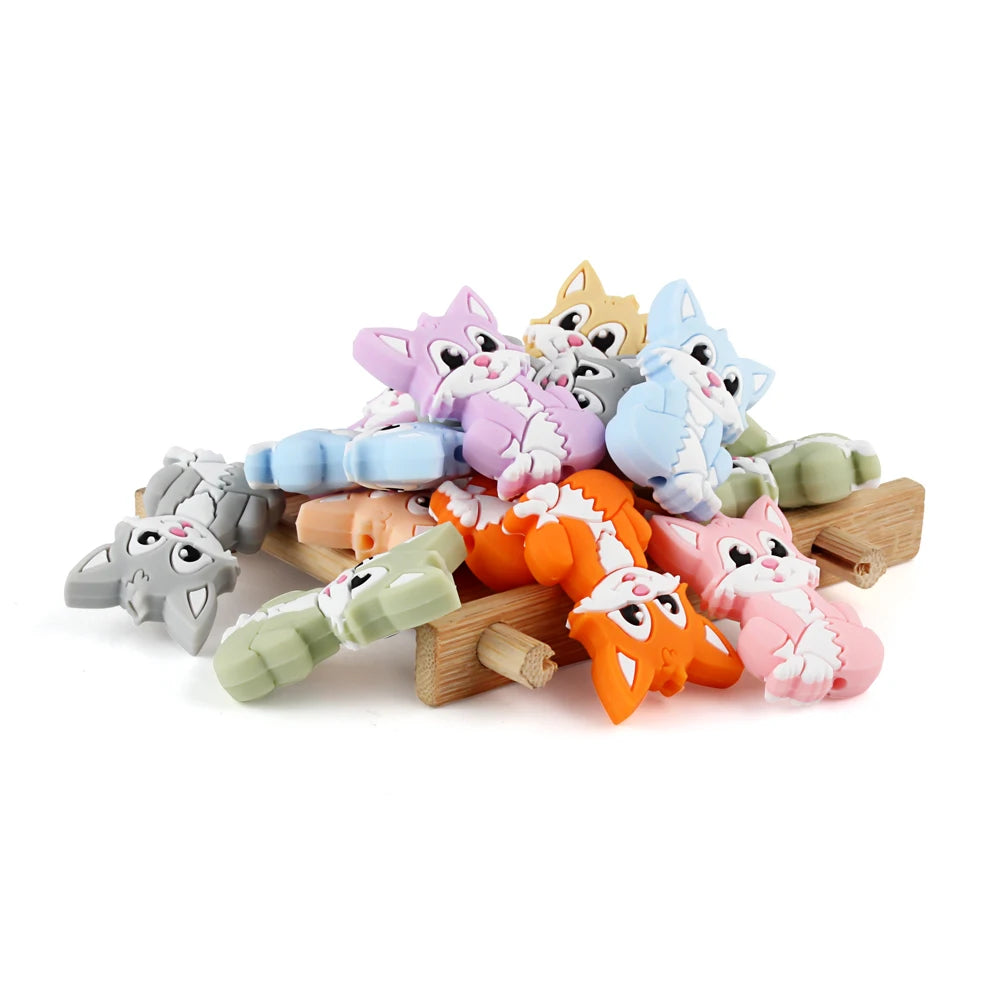 5/10 New Silicone Beads Animal Fox Shape Focal Beads For Jewelry Making DIY Bracelets Keychain Necklaces Jewelry Accessories
