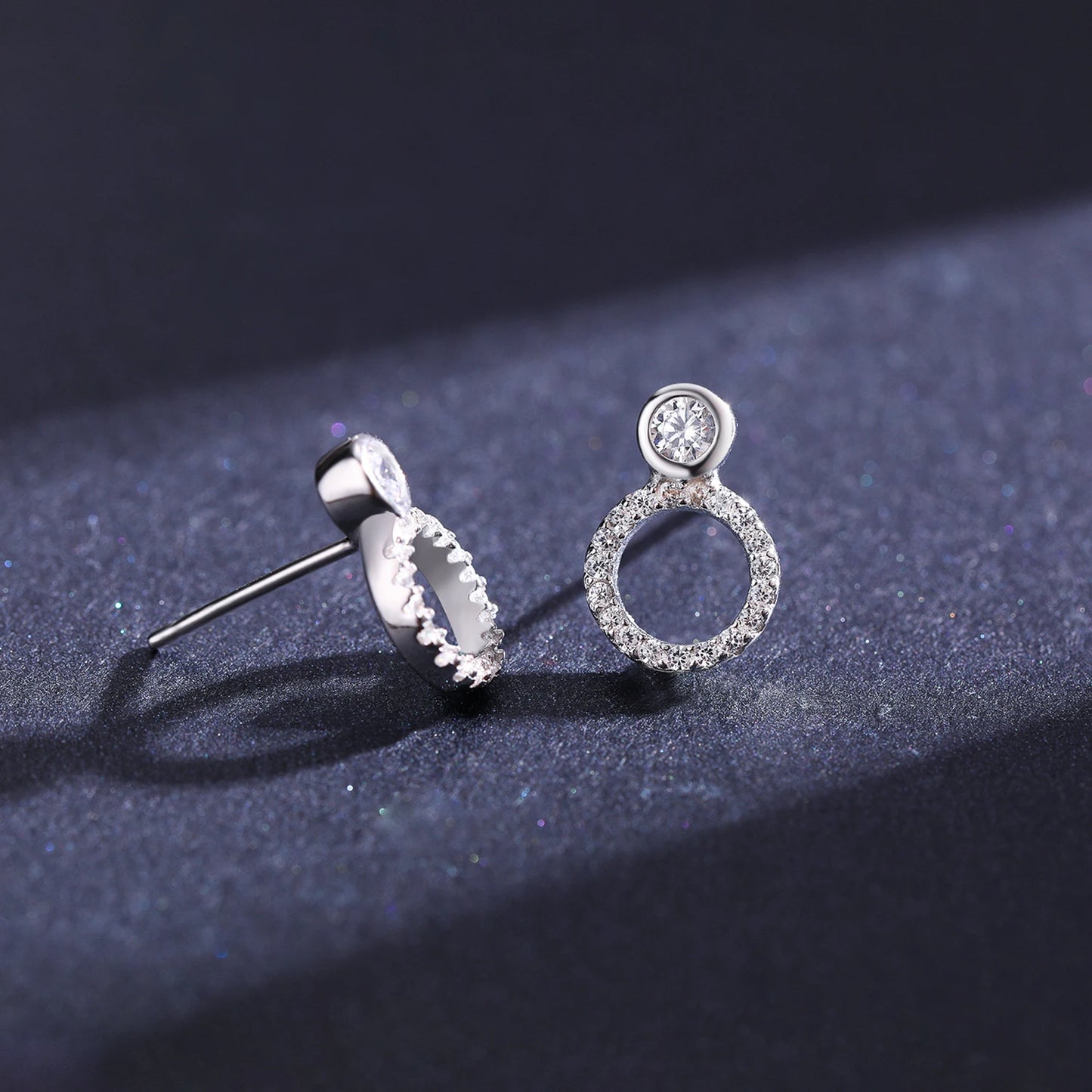 Modian 100% Real 925 Sterling Silver Classic Geometric Round Stud Earrings for Women Luxury Clear CZ Fine Female Wedding Jewelry