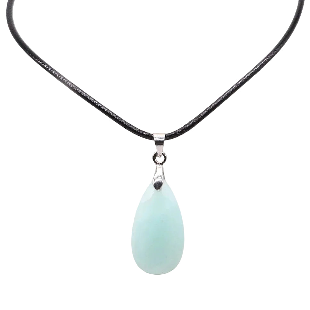Hemasa 13*24mm Teardrop Shape Faceted Natural Stone Rope Chain Pendant Necklace  Jewelry Suitable for Enhance Fashion Woman Charm