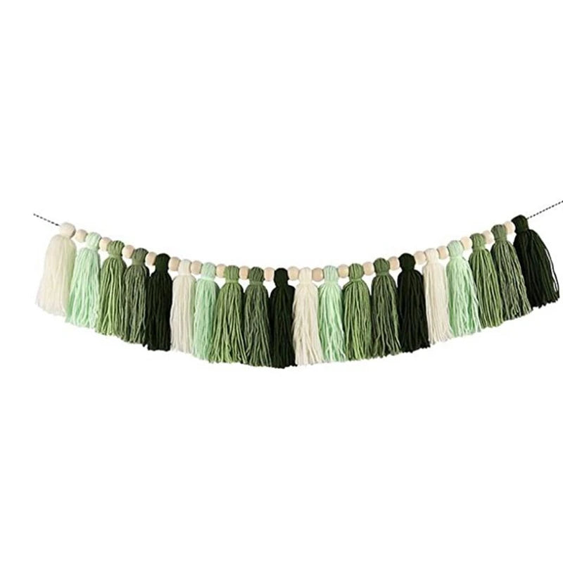 Promotion! Boho Tassel Garland With Wood Bead Earth Toned Rainbow Garland For Classroom Nursery Party Kids Bedroom Room Dorm
