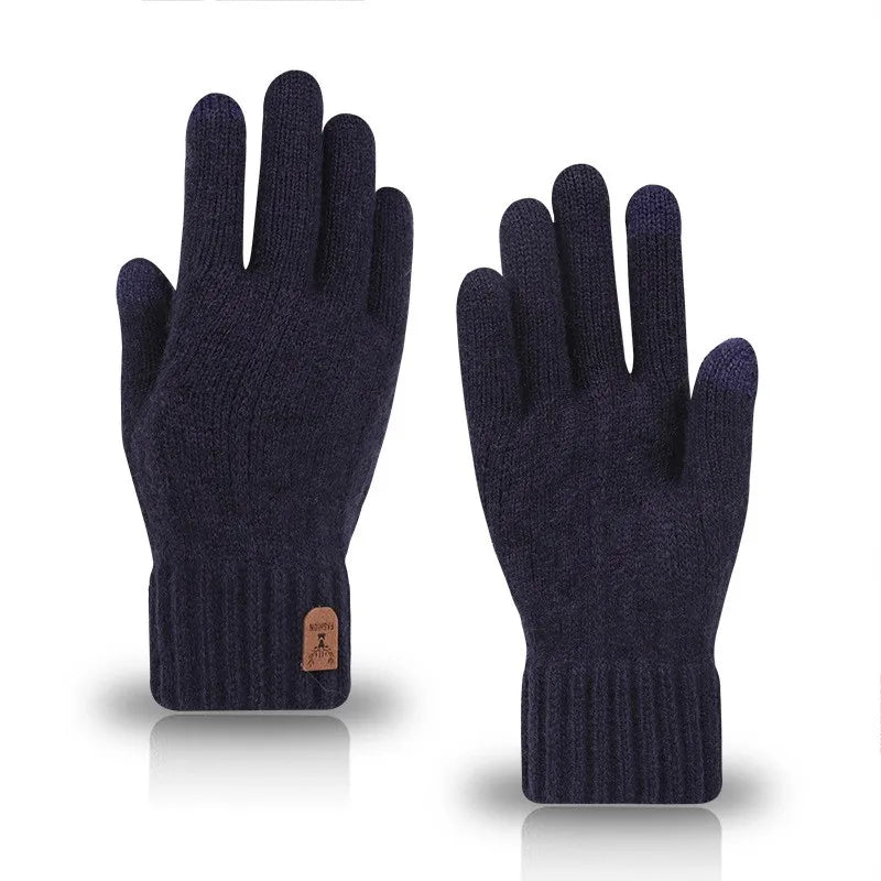 Hemasa  men's warm gloves/ winter  fleece gloves cold warm wool knitted gloves
