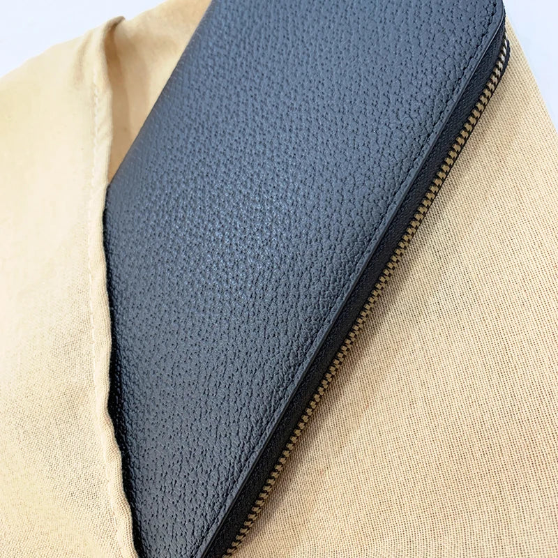 Hemasa Men's leather long zipper wallet New soft cowhide clutch bag Hand clutch bag Zipper clutch bag