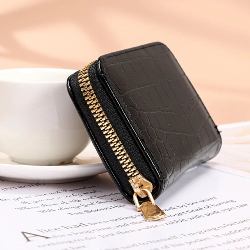 Women Short Wallets PU Leather Female Plaid Purses Nubuck Card Holder Wallet Fashion Woman Small Zipper Wallet with Coin Purse