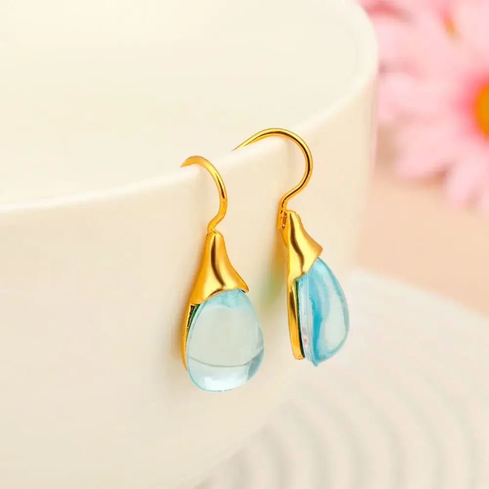 Pendientes Trendy Natural Stone Dangle Earrings Exquisite Water Drop Shape Hook Earrings For Women Wedding Engagement Jewelry
