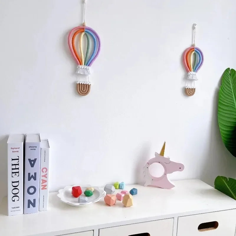 Heamsa Nordic Woven Hot Air Balloon Wall Hanging/ Macrame Rianbow Tapestry