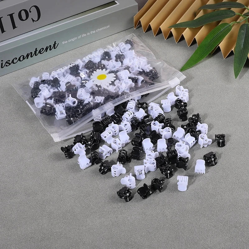 50pcs Girls Small Hair Claw Clips Colorful Plastic Clips Hairpin Flower Heart Mini Multi-Shape Hair Claw Kids Hair Accessories