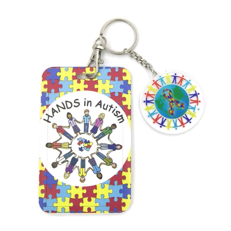 Autism Pattern Anime Lanyard Badge Holder ID Card Lanyards Mobile Phone Rope Key Lanyard Neck Straps Keychain Key Ring