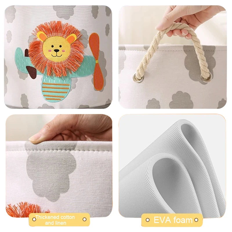Hemasa Folding Storage Basket Linen Storage Fabric Wardrobe Office Bedroom Closet Toys Laundry Basket With Handle