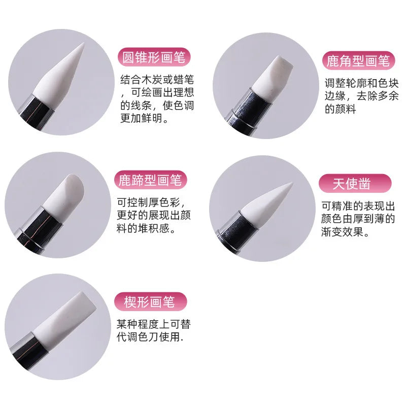 Hemasa Nail Art Pen Dual Tip Single Silicone Pen Set Constructive Colouring Pen Painting Pen Flower Pen Nail Art Tools