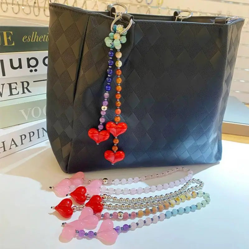 Beaded Chain Women's Bag Accessories Y2k Accessories Big Red Love Bag Accessories Colorful Beaded Chain Fashion Women's Jewelry