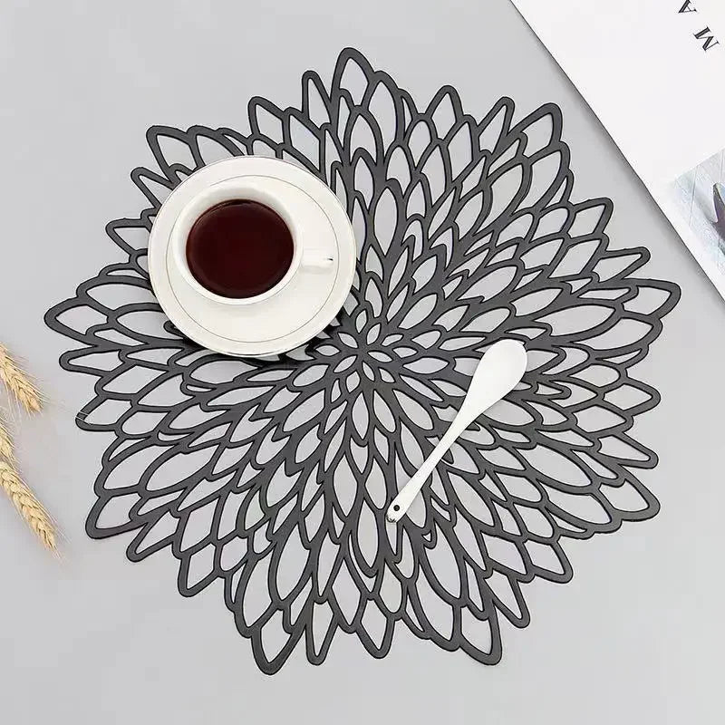 Hemasa Table Decoration Mats in Hibiscus Flower Shape  PVC Placemat Set of 6