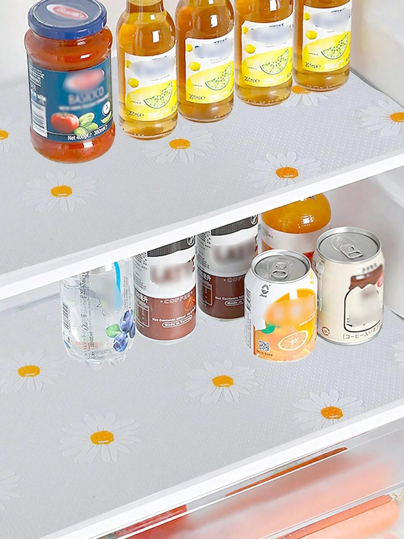 Hemasa 1 Roll Daisy Shelf Liner For Kitchen Cabinets EVA Waterproof Fridge Pad Cupboard Mat Easy Placemats Non-Adhesive Drawer Liner