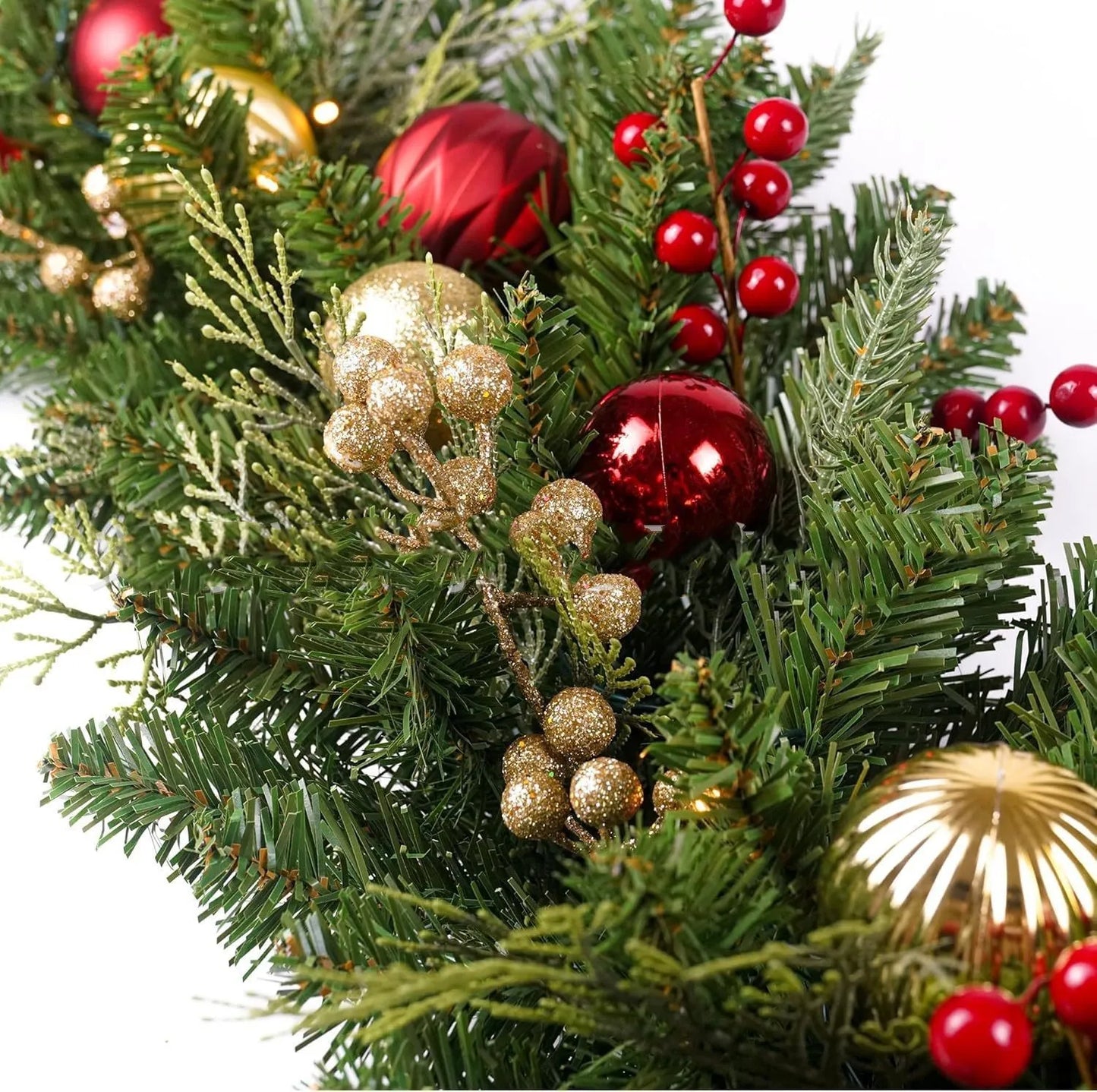 Christmas Garlands With Red Berries Artificial Christmas Rattan Xmas Ball Home Tree Stairs Door New Year Christmas Decoration