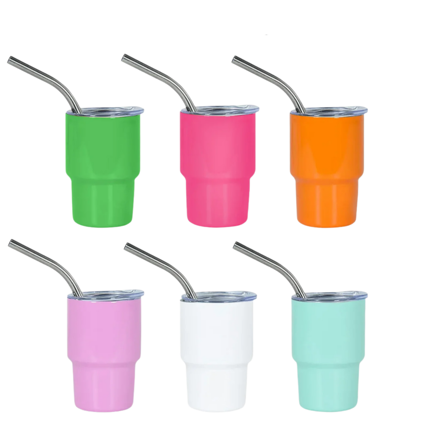 Hemasa 6pcs/Set Mini Tumbler Shot Glass 3oz Tumbler Shot Glasses With Lid And Straw Double Wall Vacuum Sealed Stainless Steel Tumbler