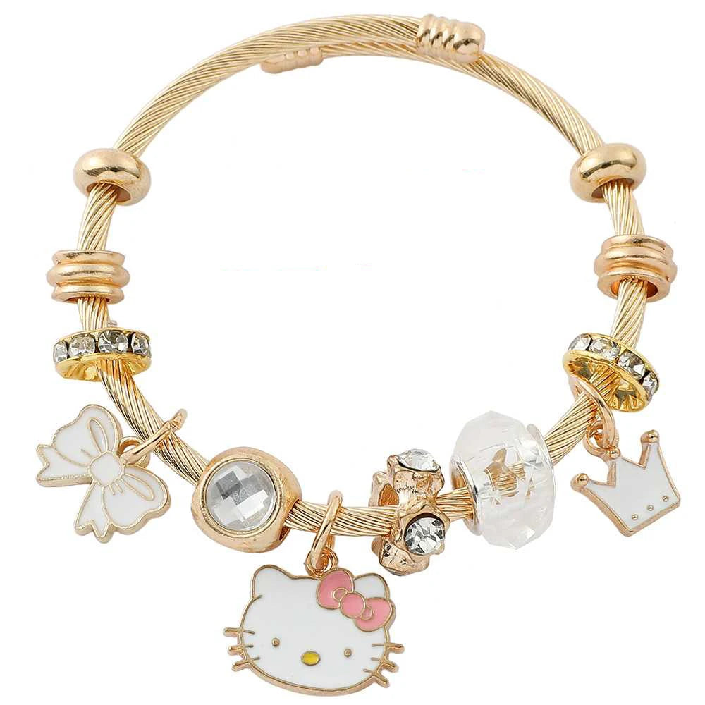 Sanrio Cartoon Charms Bracelets Kawaii Hello Kitty Beads Pendant Hand Chains Cute Bangle Jewelry Accessories Gifts for Girls