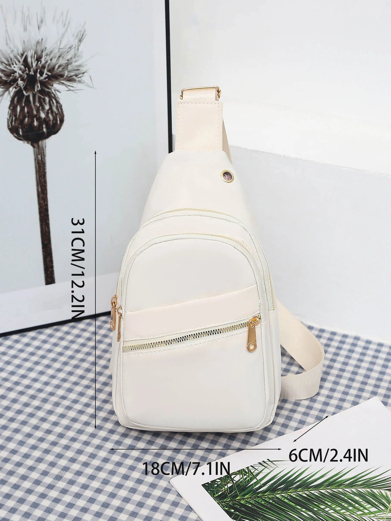 Heamsa Chest Bag Women Sling Bags Crossbody Casual Multi Pockets Sling Messenger Shoulder Bags Outdoor Travel Commuting Satchel Bags