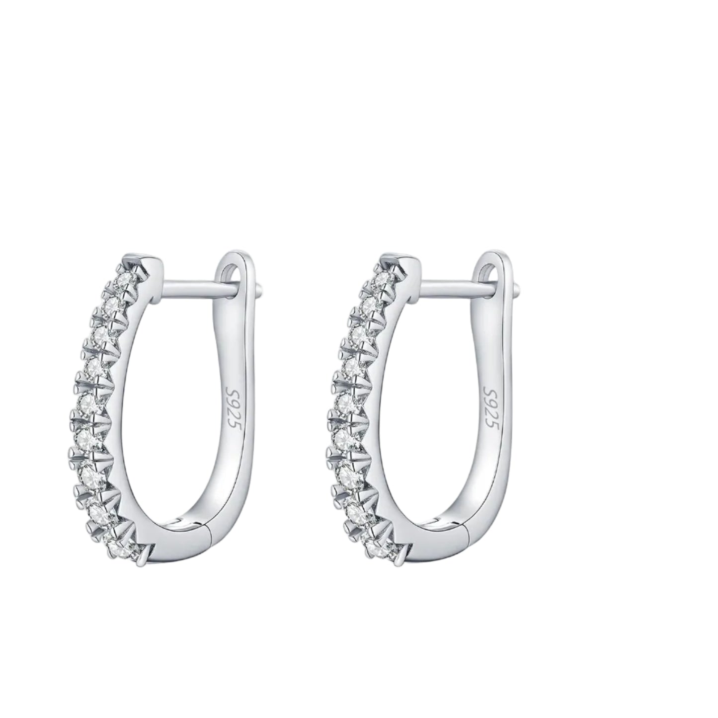 Tejesa D Color Moissanite U Shape Hoop Earrings 925 Sterling Silver  Ear Buckle For Women