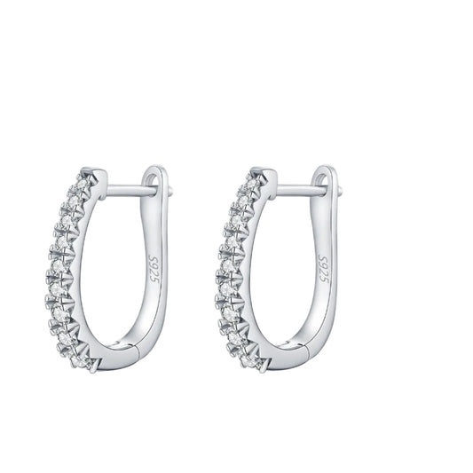 Tejesa D Color Moissanite U Shape Hoop Earrings 925 Sterling Silver  Ear Buckle For Women
