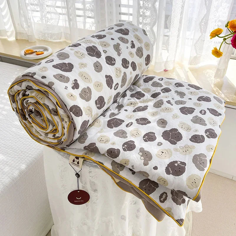 Quilt Double Layer Yarn Soybean Fiber Mother And Baby Grade Soft Glutinous Summer Cool Quilt Comfortable Breathable Home Textile