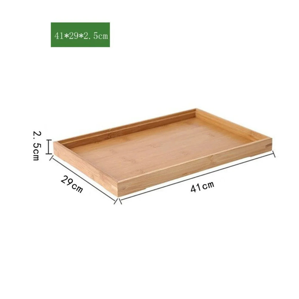 New Rectangular Bamboo Storage Tray Retro Solid Wood Storage Plate Household Tea Tray Water Cup Plate Home Kitchen Supplies
