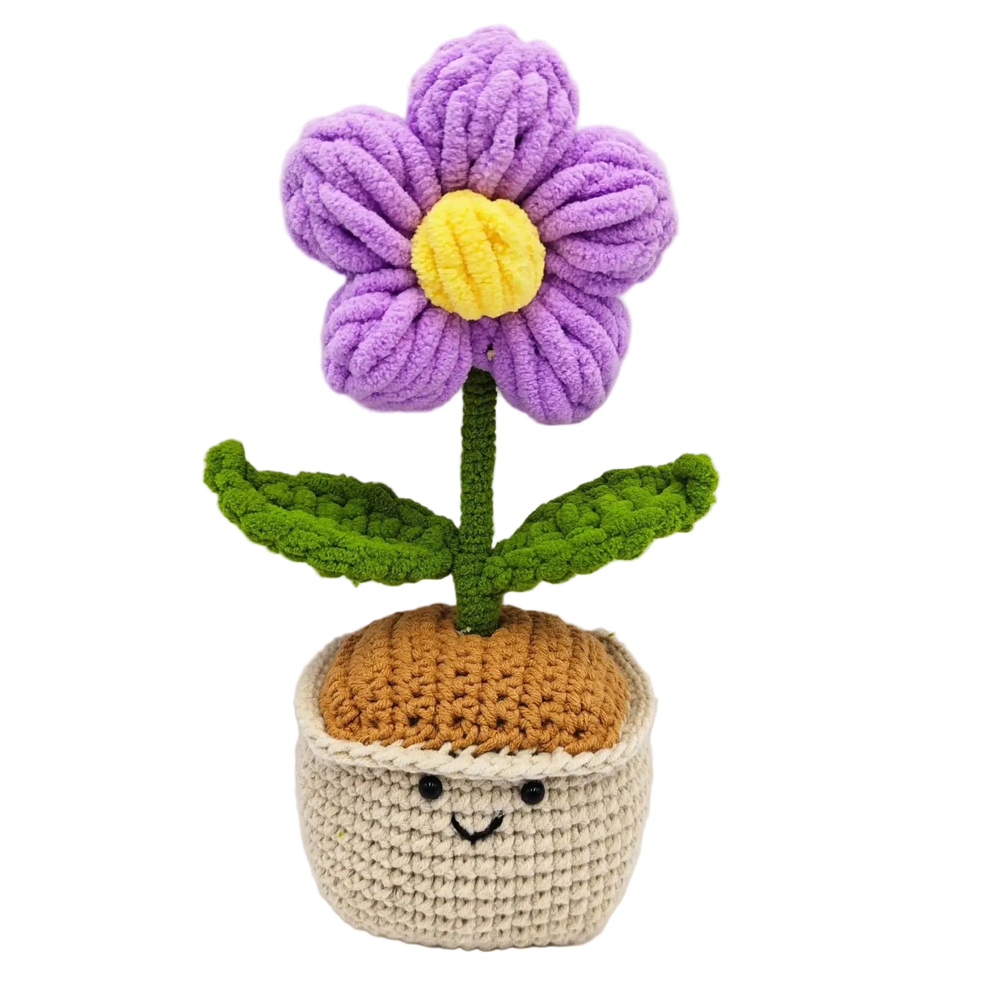 Hemasa  Crochet Puff Flower Potted Desk Decor /Handwoven Flower /Knitting Flowers /Bookshelf Decor /Halloween Gift