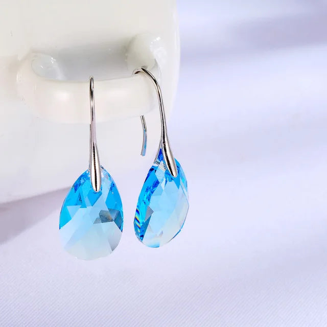 Classic Silver Color Korean Pear-shaped Drop Earrings Original Crystals from Austria Jewelry for Women Big Pendant Pendientes