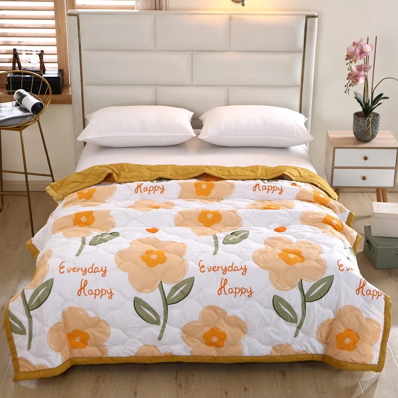 Hemasa Quilted summer single double bed light Printed quilt core Air conditioning quilting twin queen size duvet Thin plaid comforter