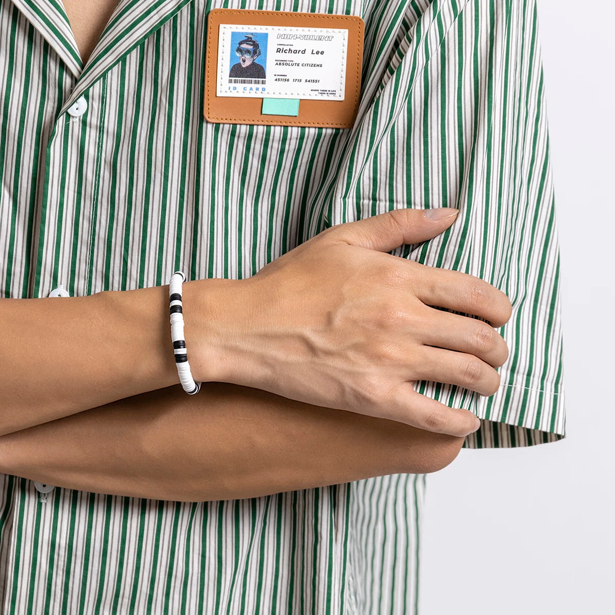 Hemasa White/Black Flat Polymer Clay   Bracelet for  Women Jewellery