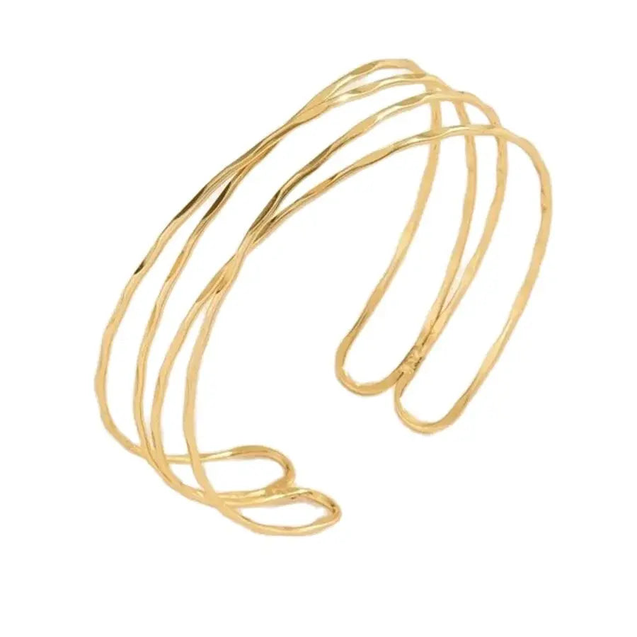 Obega Korean Multilayer Gold Color Cuff Bracelet For Women Punk Style Metal Bracelet Minist Design Ins Daily Wear Party Jewelry
