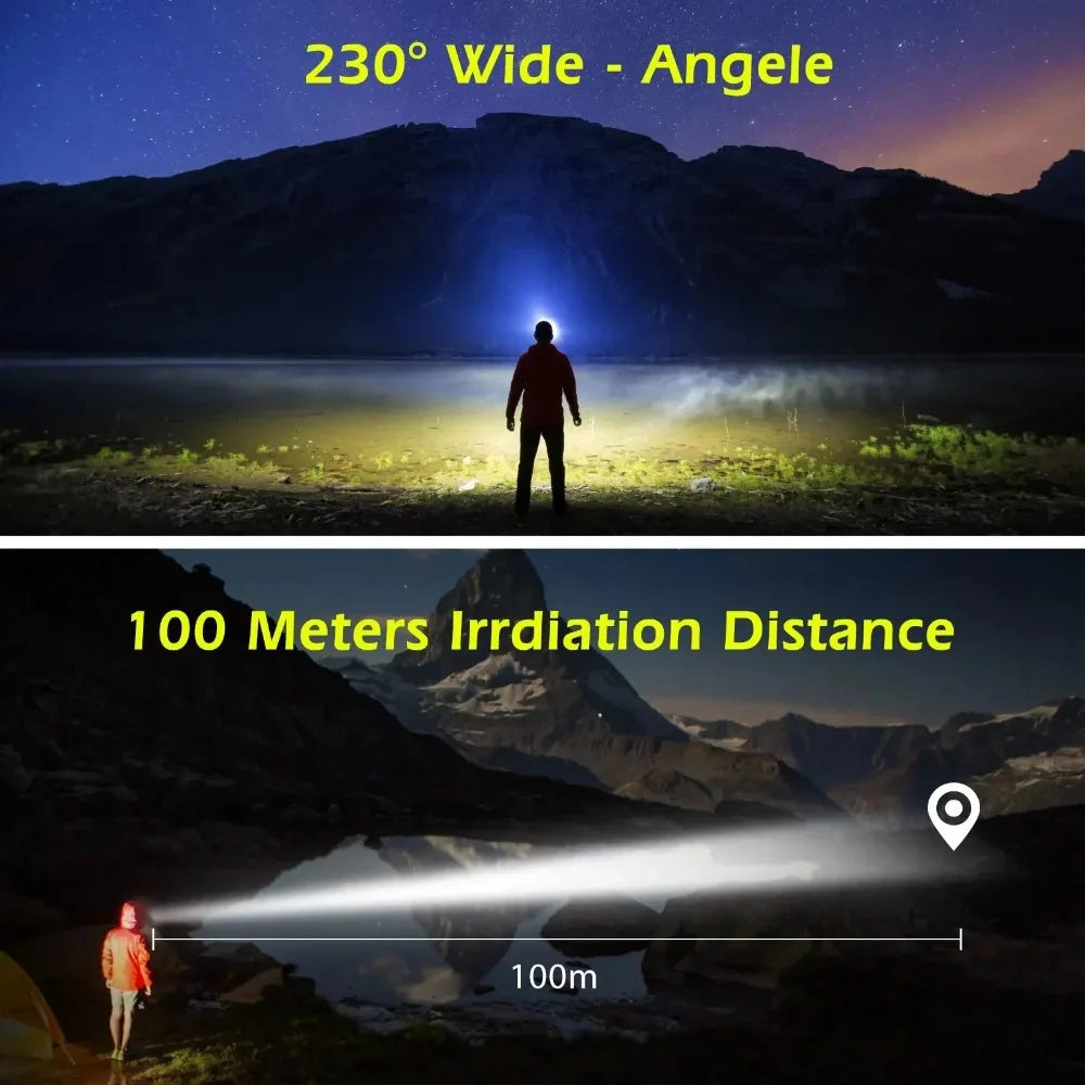 Hemasa COB LED Induction Headlamp USB Rechargeable Lamp with Built-in Battery Outdoor Camping Fishing Light Emergency Working Lantern