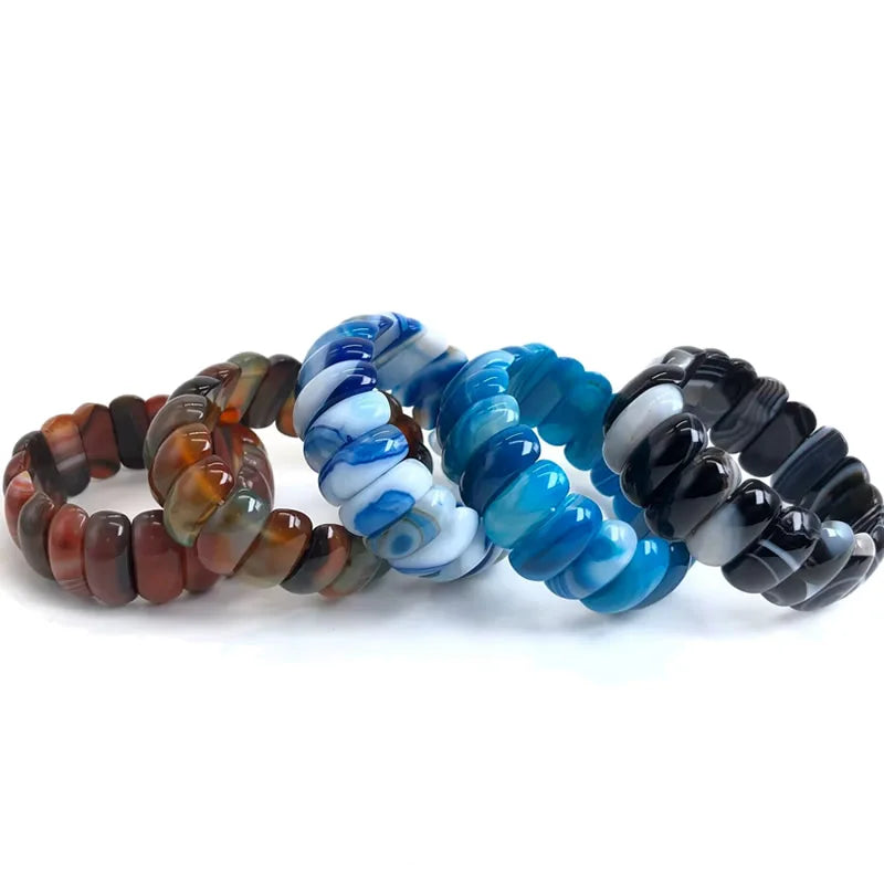 natural botswana agates/Red Blue Sardonyx stone beads bracelet natural gem stone bangle fine jewelry woman for gift wholesale !