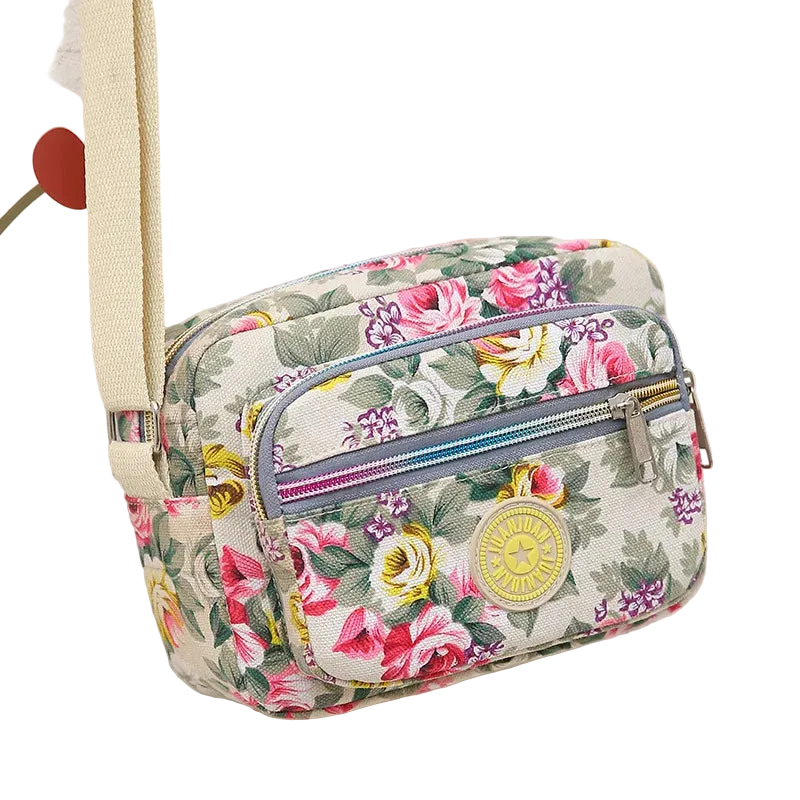 Tejesa Mini Canvas Crossbody Bag for Women Fashionable Small Handbag Soft Polyester Lining Zipper Closure Everyday Use Crossbody Bag