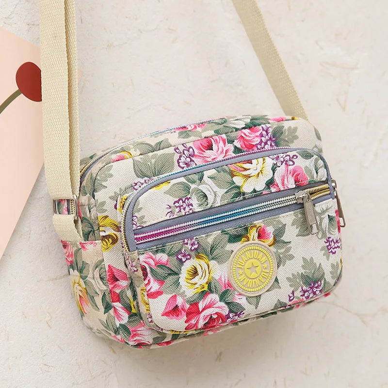 Tejesa Mini Canvas Crossbody Bag for Women Fashionable Small Handbag Soft Polyester Lining Zipper Closure Everyday Use Crossbody Bag