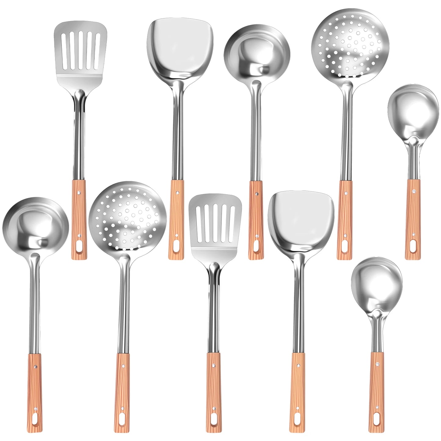 Tejesa 5/10 Pcs Stainless Steel Cooking Utensil Set Heat Resistant Easy Cleaning Kitchen Gadget for Home Restaurant Cooking Accessories