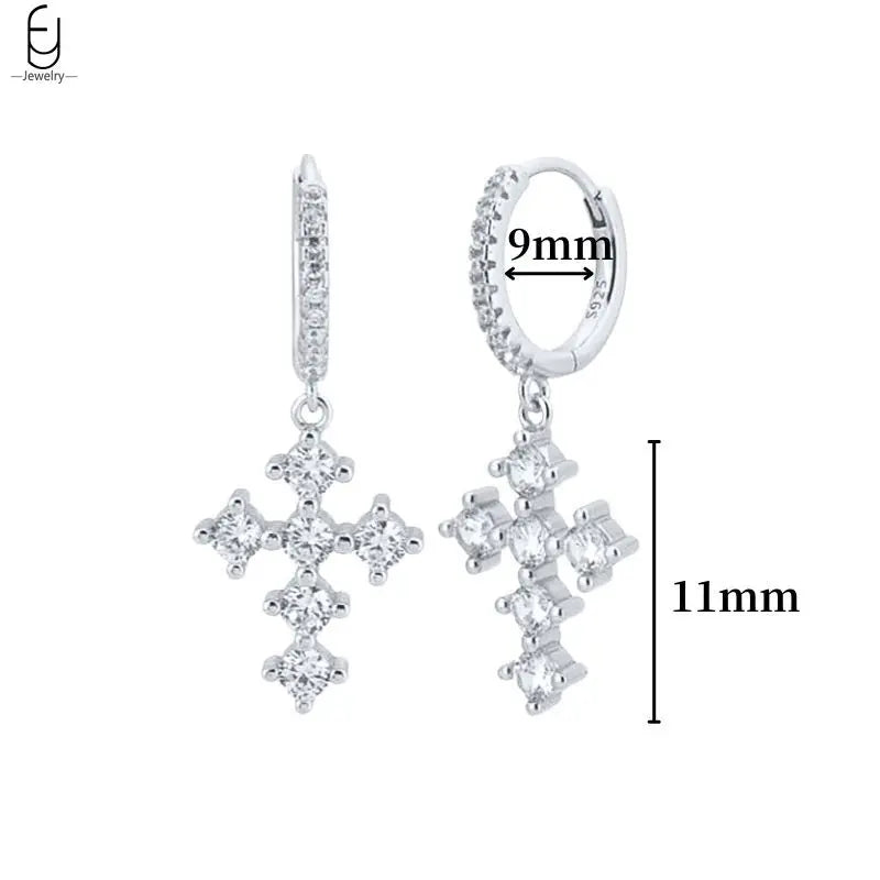 Hemasa 925 Sterling Silver Ear Buckles Fashion Hoop Earrings /White Crystal Luxury Women's Earrings Wedding Women's Jewelry Premium Gift