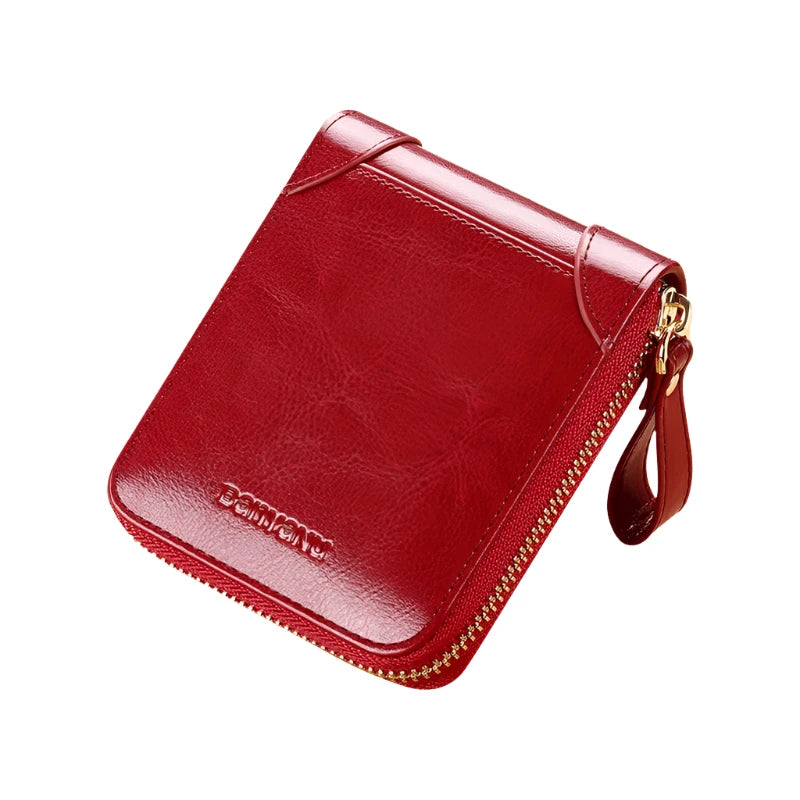 Hemasa Fashion Genuine Leather Women Wallet Short Zipper Credit Card Holder Driving License Card Wallet Brand Luxury Wallets for Women