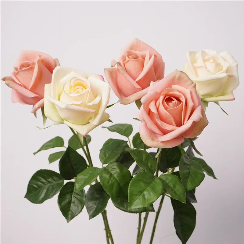 10Pcs Artificial Moisturizing Rose Real Touch Flowers Wedding Bridal Bouquet Fake Roses Home Living Room Decoration Party Floral
