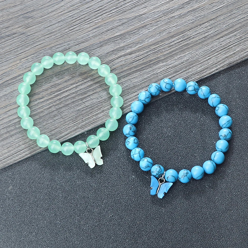 Fashion Women Acrylic Butterfly Charm Bracelets & Bangles Men Natural Stone Beads Bracelets Female Bohemian Jewelry Friends Gift