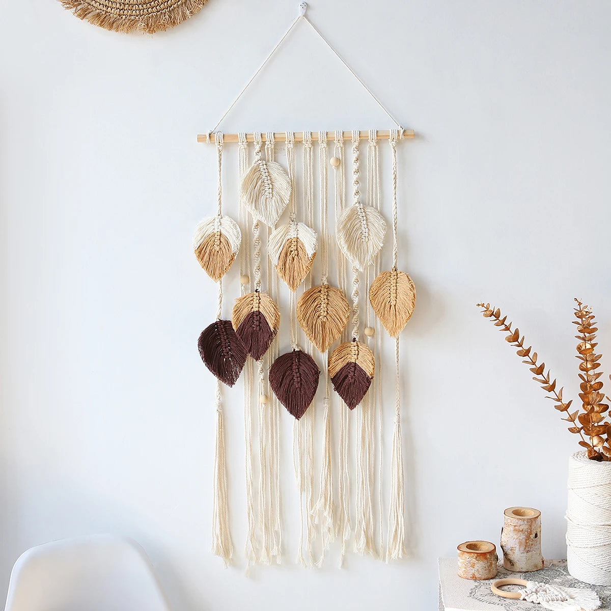 Hemasa Wall Macrame Tapestry Leaf Bohemian Home Decor Woven Tassels Wall Hanging Nordic Home Decoration Living Room Decors Aesthetic
