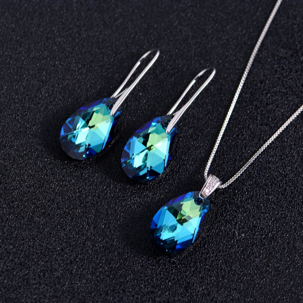 Classic Silver Color Korean Pear-shaped Drop Earrings Original Crystals from Austria Jewelry for Women Big Pendant Pendientes