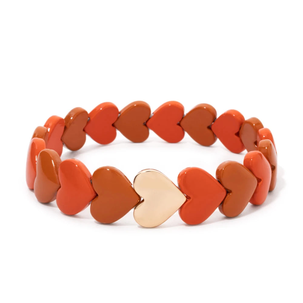 Tejesa  Handmade Colorful Rainbow  Beaded Elastic Bangle For Women