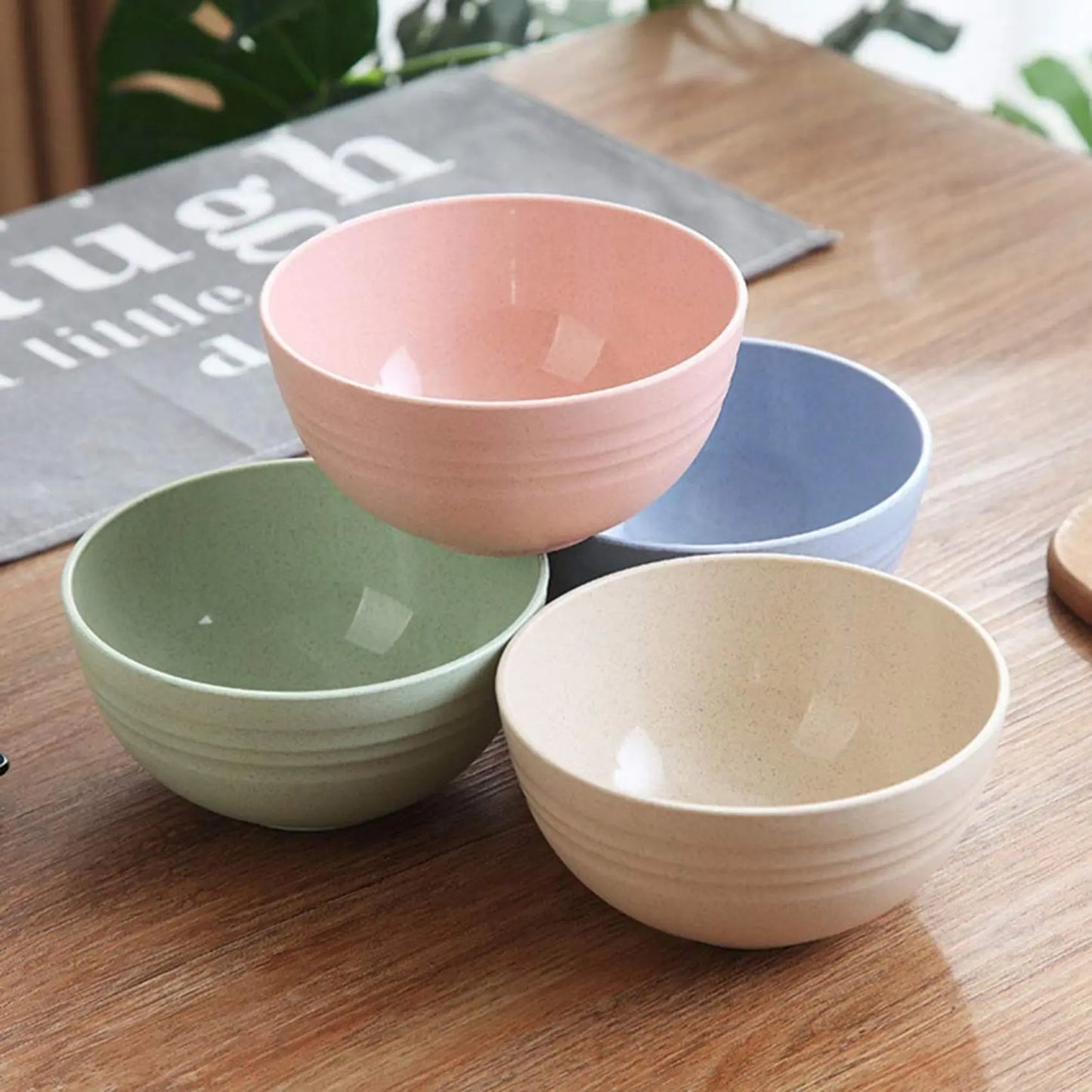 Hemasa 5 PCS 12cm Cereal Bowls Wheat Straw Unbreakable Reusable Bowls